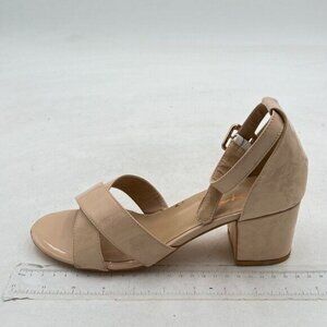 XYD Nude Block Heel Dress Sandals Open Toe Ankle Strap Dating Wedding Shoes